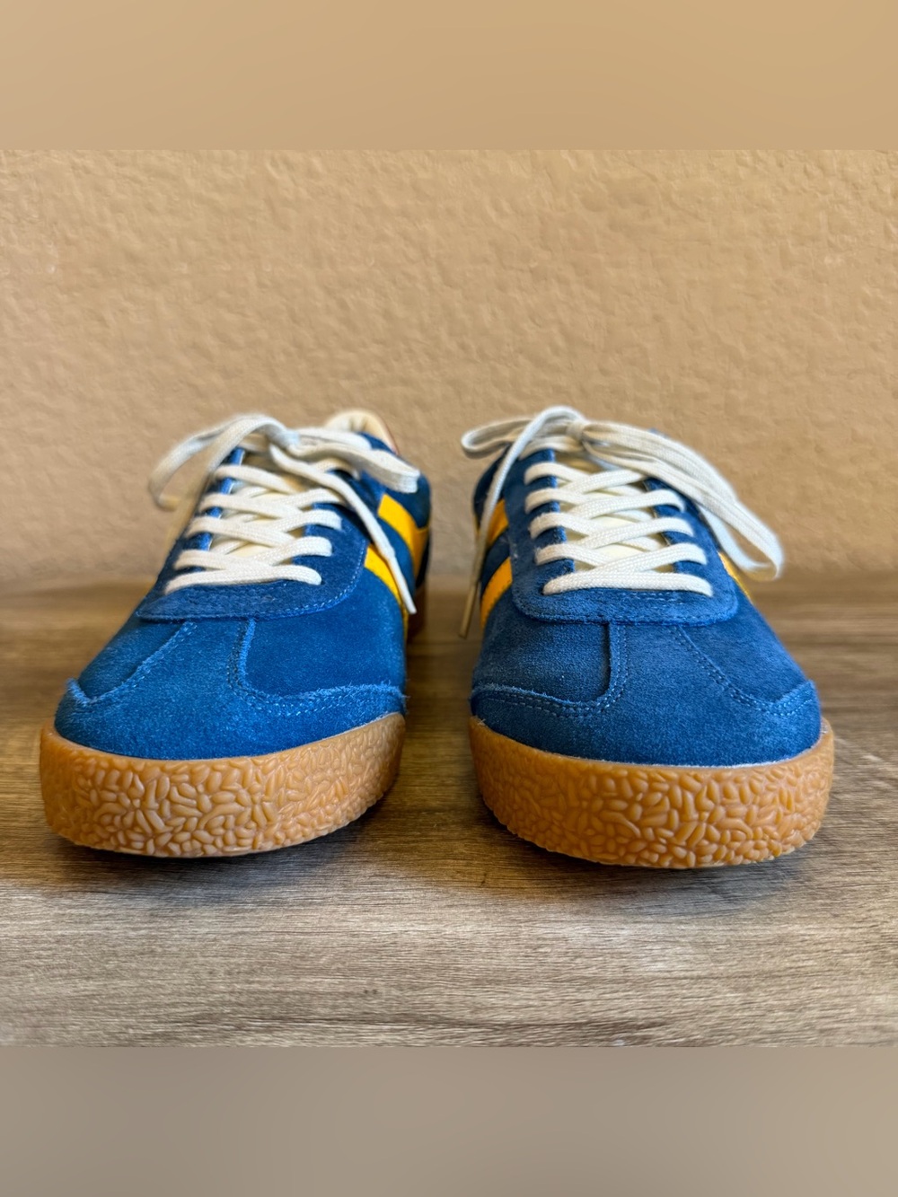 Gola Elan Sneakers Blue Suede Upper and Yellow Leather Overlays - Picture 4 of 10